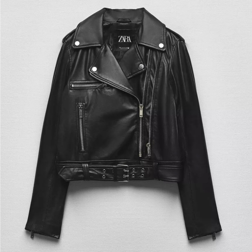 🎁 NWOT Zara Leather moto jacket Small